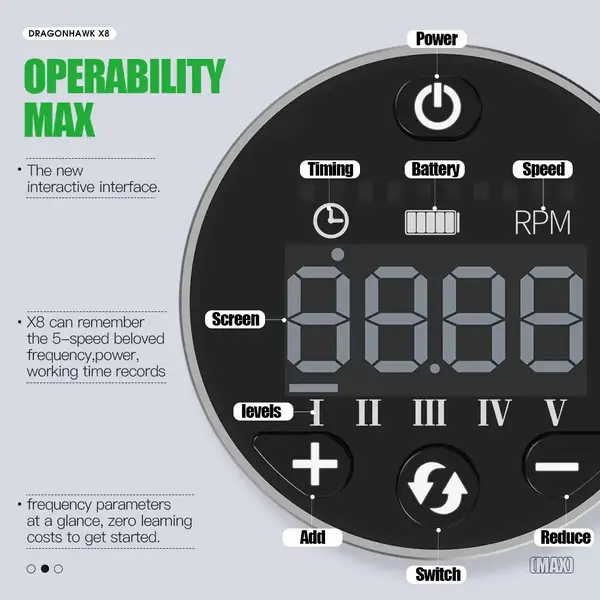 Бездротова тату машинка DragonHawk X8 Black 35254