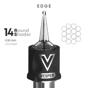 Тату картриджі VESPER EDGE 14RS 0.30 Round Shader Long Taper - 1 Картридж